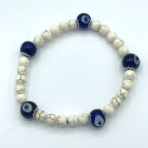 Crystal beaded stretch bracelet ONE NEW evil eye reiki meditation yoga